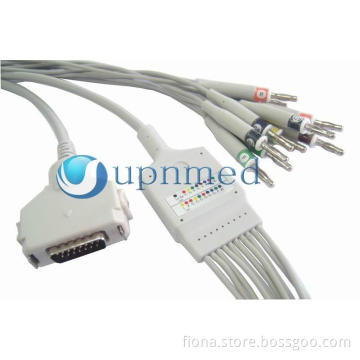 Fukuda Denshi one-piece 10-Lead EKG cable with leadwires
